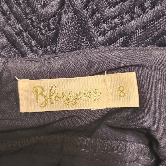 Blossom Dark Navy Lace Sleeveless Backless Maxi Dress - Picture 9 of 9